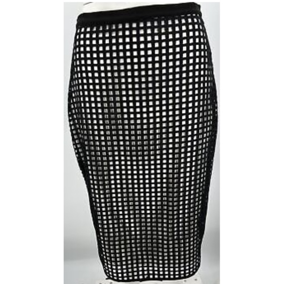 Camilla and Marc white/black square mesh knee length skirt size 8 - Picture 1 of 4